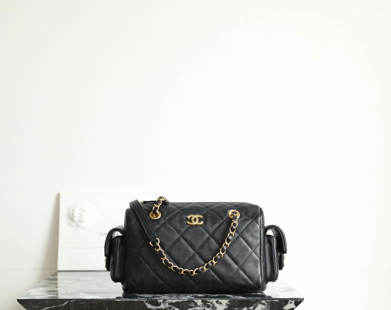 Caviar Black Double-Bowling Bag